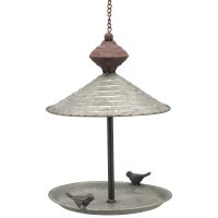 Futterstelle Futterplatz mit Vogelfiguren zum Hängen Metall grau 1 Stk Ø 22x33,5 cm