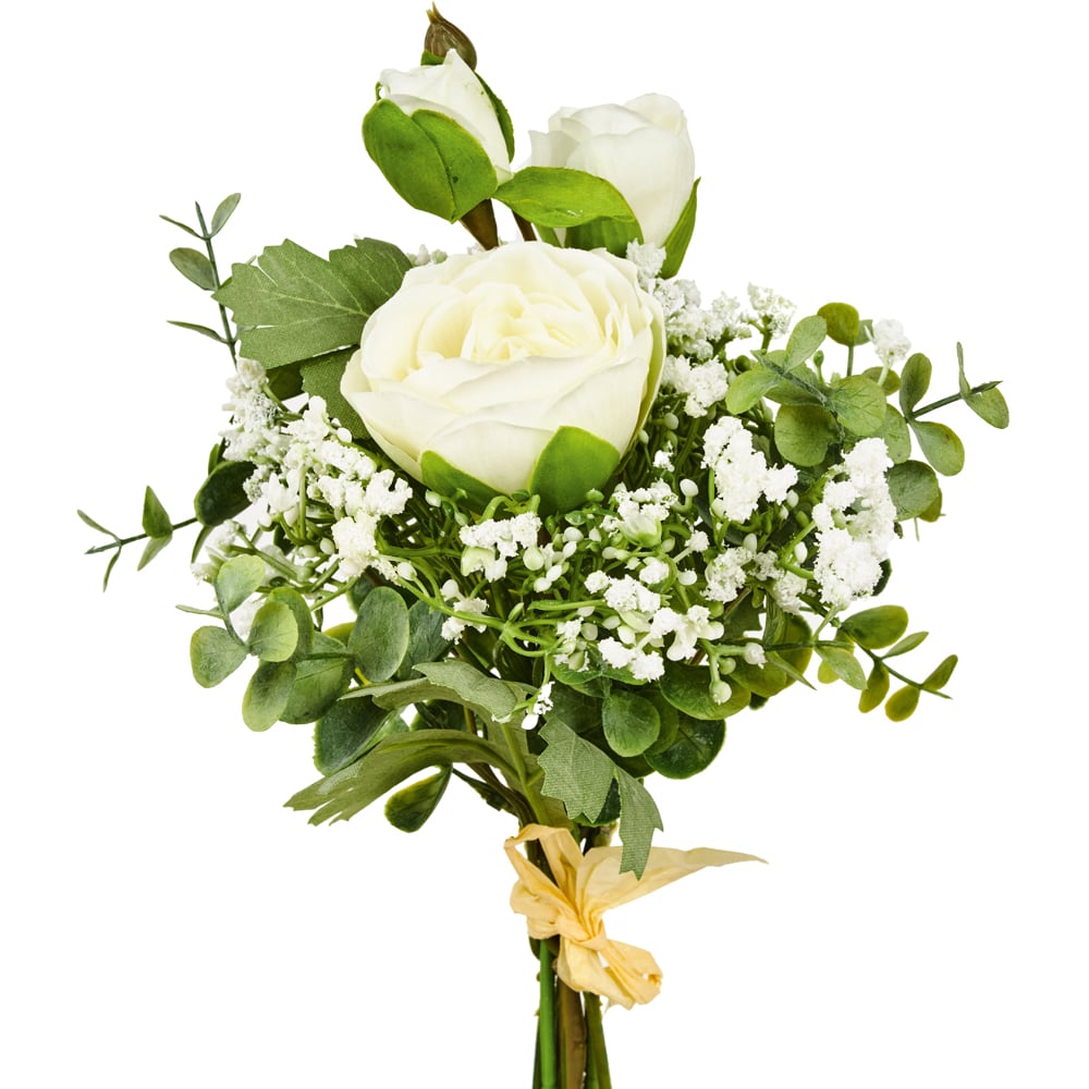 1 cm Blumenstrauß Kunstblumen 45 - gebunden kaufen weiß creme Rosenstrauß Rosen Stk