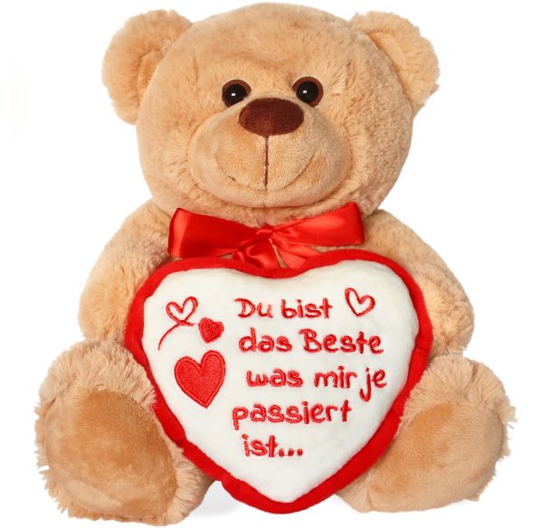 Teddybär mit Herz Du bist das Beste braun 25 cm