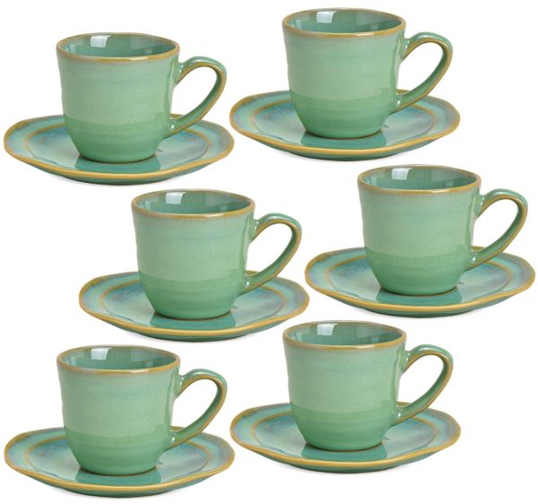 Espressotassen & Steingut 12x7 Tassen Teller 6er grün Teller kaufen & / cm Keramik