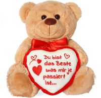 Teddybär mit Herz Ich pass auf Dich auf braun 25 cm