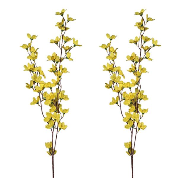 Deko Pflanze künstlicher Gelb cm kaufen Set Kunststoff schönes 2er Forsythienzweig 83