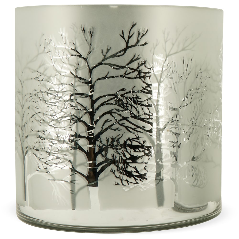 Dekoratives Windlicht Motiv Bäume Wald 7x8 cm Ø klar milchig aus kaufen Glas
