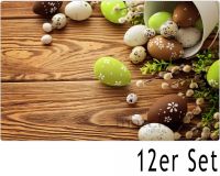 Tischset Platzset Ostern MOTIV Ostereier & Holz grün 12 Stk abwaschbar