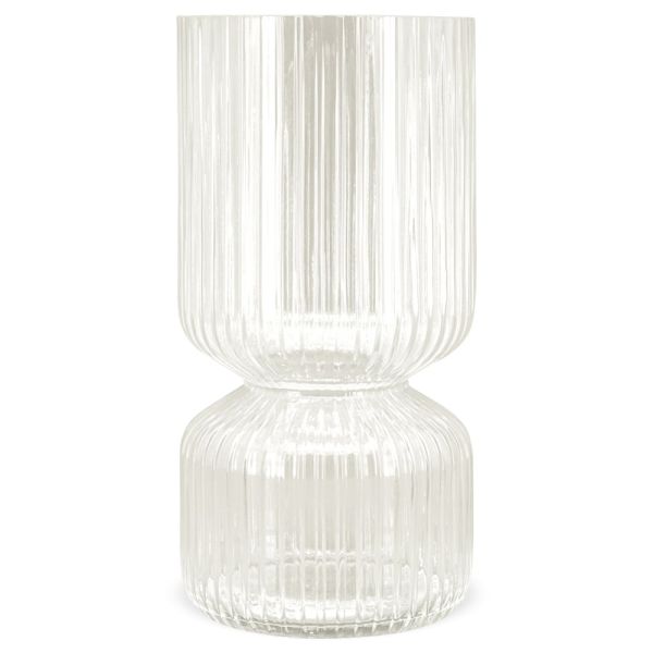 Moderne Glasvase mit geriffelter Oberfläche klar Vase Wohndeko 21,5 cm