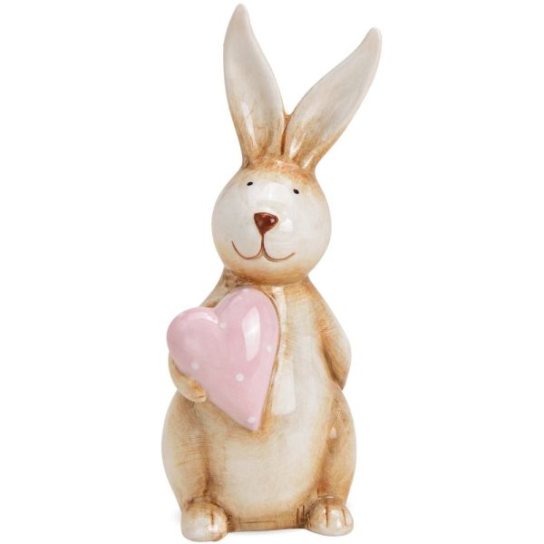 Dekofigur Herz 1 Osterhase 7x6x17 kaufen Hase cm Stk mit rosa Ostern Osterdeko Keramik