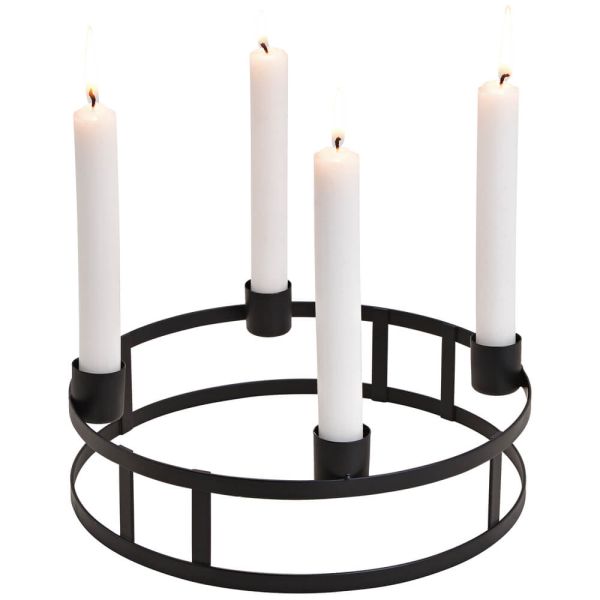 Adventskranz mit Kerzenhalter für Stabkerzen Ringe Metall schwarz 1 Stk Ø  25x8 cm kaufen