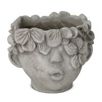Blumentopf Kopf & Gesicht grau - 20 x 17,5 cm Zement Grau 20 cm