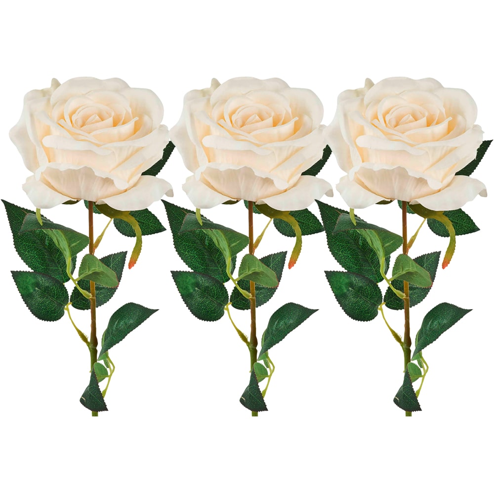 Schöne künstliche in Deko Set Kunstblume kaufen 3er weiß 65 cm Rose