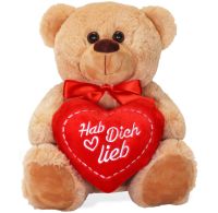 Teddybär mit Herz Hab Dich lieb braun 25 cm