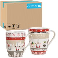 Tassen Kaffeetassen Weihnachtsmotiv Wichtel Porzellan 36 Stk. 12 cm / 340 ml