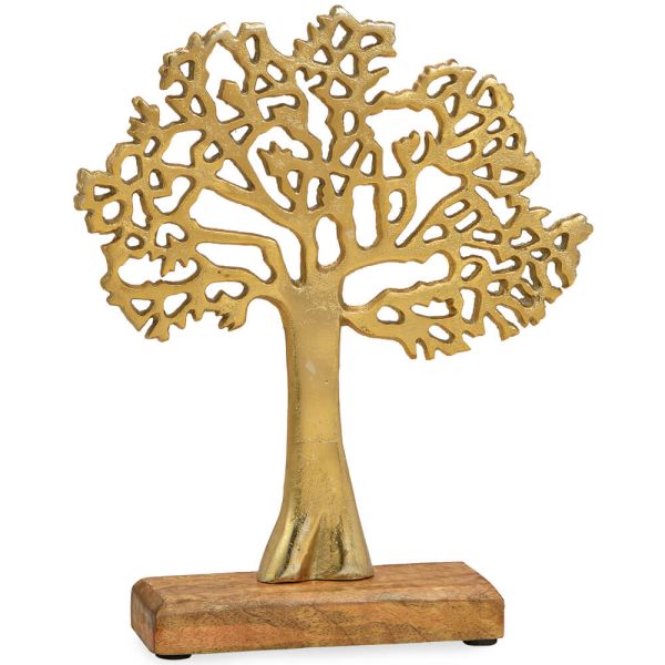 Baum Aufsteller Metall Skulptur Holzsockel Dekofigur Gold 1 Stk 22x27x5 cm  kaufen