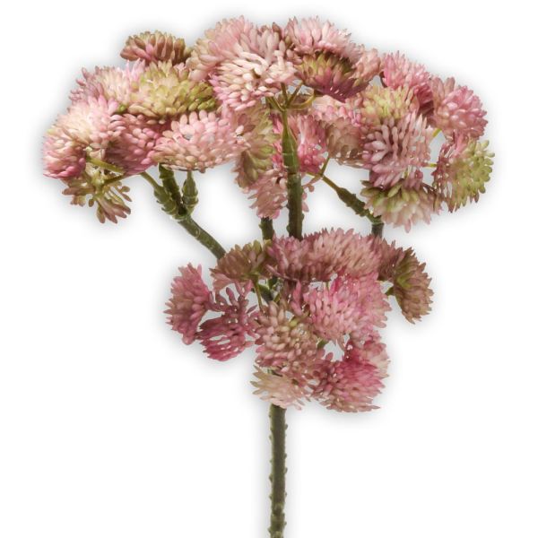 Fetthenne Kunstblume Zweig Kunstpflanze Dekopflanze 1 Stk - 30 cm - pink grün