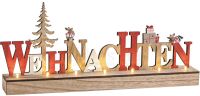 3D Holz Schriftzug WEIHNACHTEN mit LEDs Deko Buchstaben zum Stellen 46x18 cm