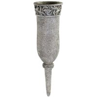 Grab Vase zum Stecken Friedhof Bordüre grau 33,5 cm