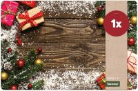 Tischset Platzset MOTIV abwaschbar Geschenke Weihnachten Holz Schnee Kugeln 1 Stk