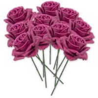 Kunstrosen Blüten aus Wachs - 10 Wachsrosen in rosa pink