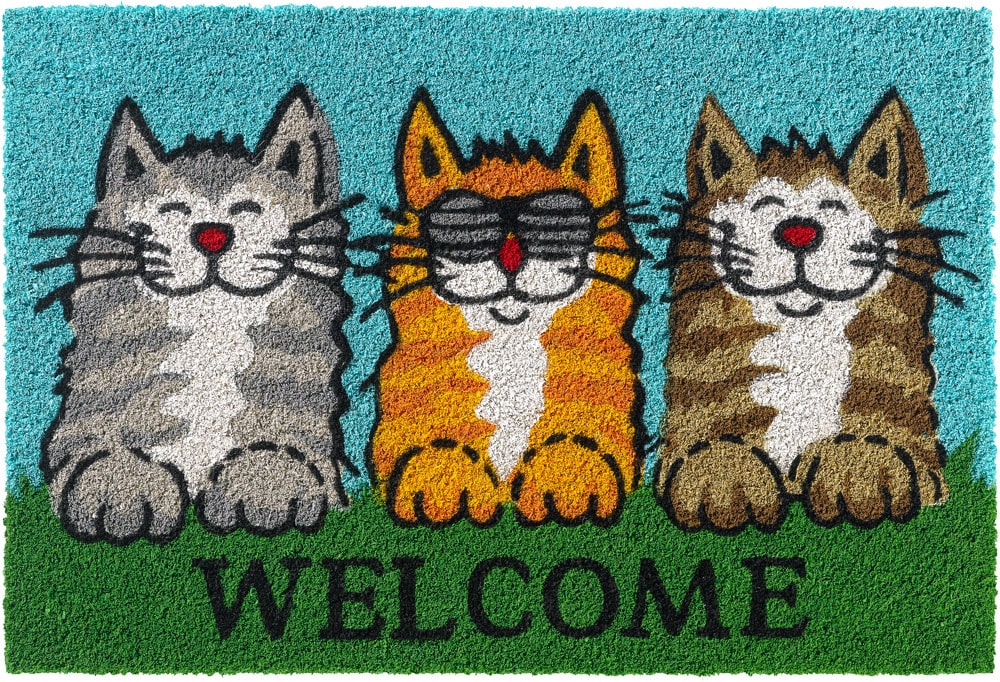Fußmatte Kokosmatte Indoor bedruckt Drei Katzen & Welcome bunt 40x60 cm  kaufen
