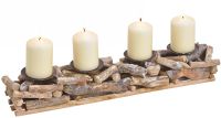 Rustikales Adventsgesteck Wurzelholz Treibholz Holz Altholz 4 Kerzenhalter 50 cm