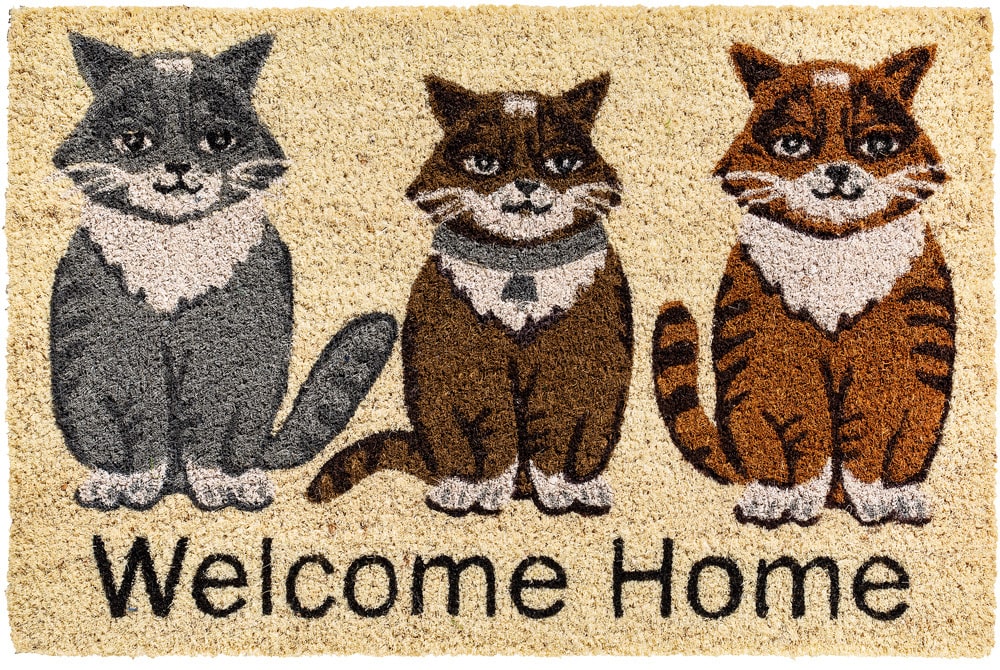 40x60 & bedruckt Indoor Welcome - Home Kokosmatte 1 kaufen cm 3 Katzen Fußmatte Stk