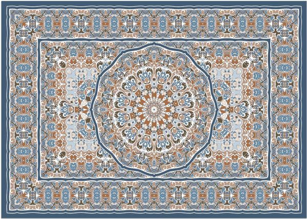 Fußmatte Fußabstreifer DECOR Ornamente Perser blau orange bunt waschbar 50x70 cm