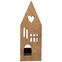 Windlicht Holz Haus 20 cm