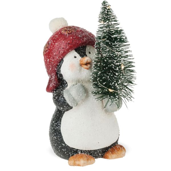 Pinguin & Tanne beleuchtet Schnee Glitzer Keramik Figur Stk kaufen Weihnachten 1 cm 18