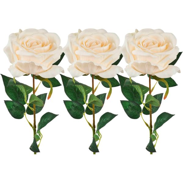 kaufen Rose künstliche Deko cm Schöne Kunstblume Set in 3er 65 weiß