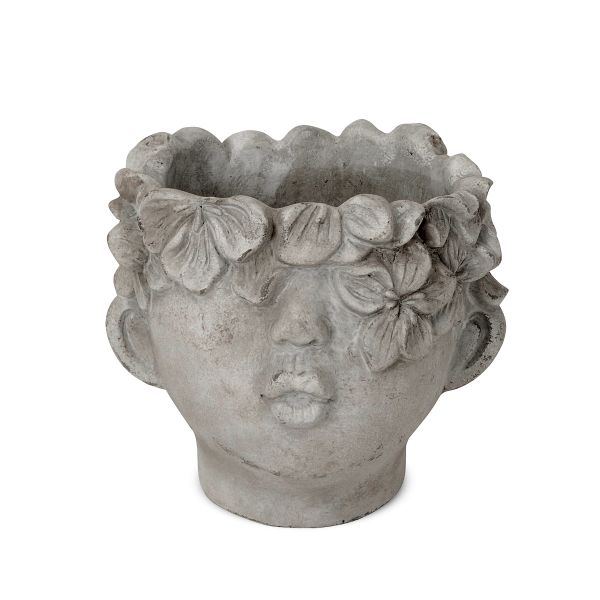Blumentopf Kopf & Gesicht grau - 17,5 x 25,5 cm Zement
