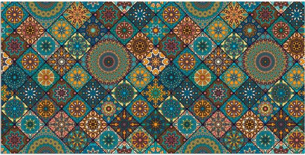 blau Mosaik kaufen 60x120 Küchenläufer Teppich cm Teppichläufer Marokko waschbar orange