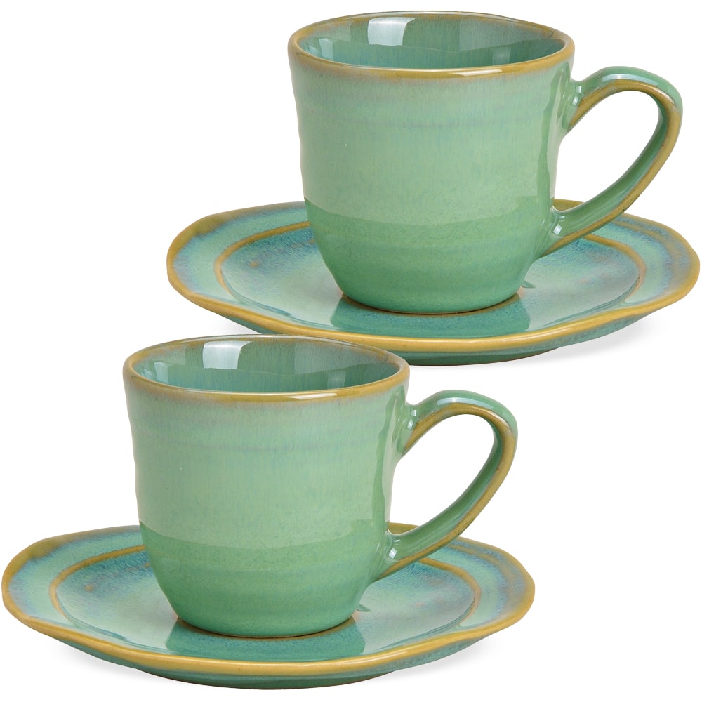 Tassen & Teller Espressotassen 12x7 cm & kaufen 2er grün Teller Keramikgeschirr