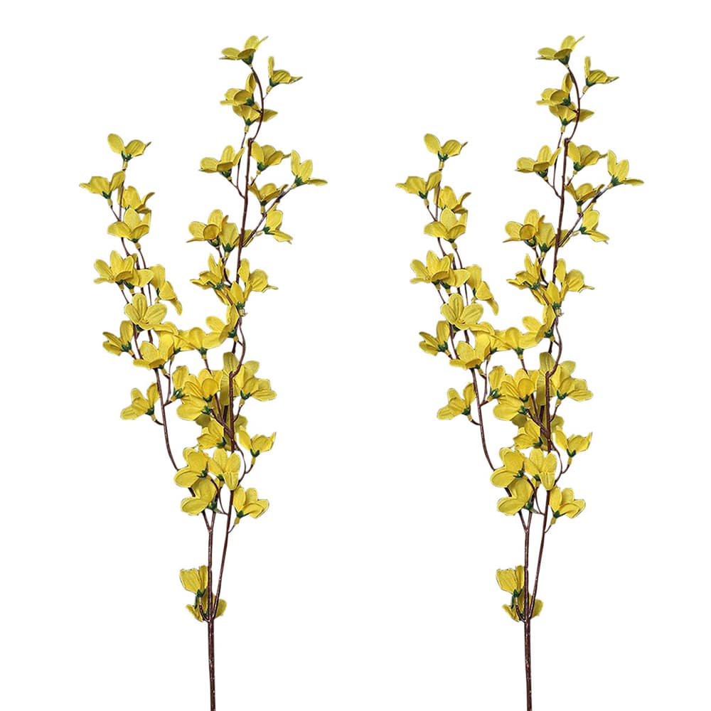 kaufen Pflanze Gelb künstlicher 2er cm 83 Set Kunststoff Forsythienzweig Deko schönes