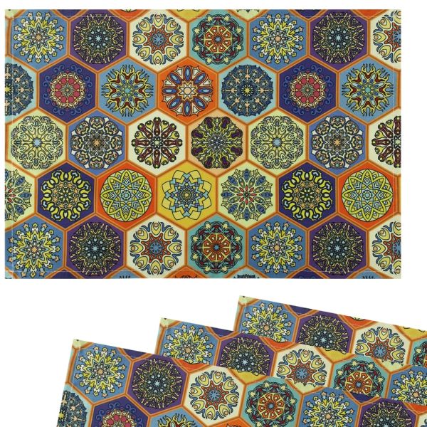 Tischsets Platzsets Textil CLOTH Fliesen Mosaik Muster bunt 4er Set 45x30 cm