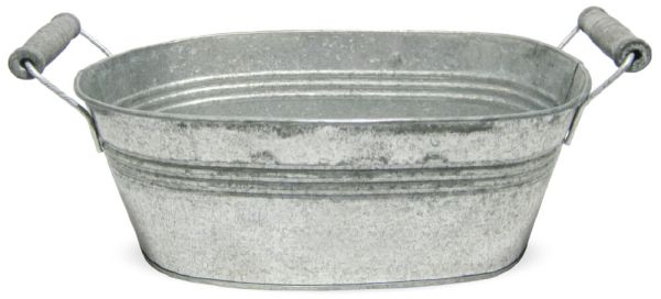 Ovale Zinkwanne als Metall-Schale Pflanzschale in 24 cm