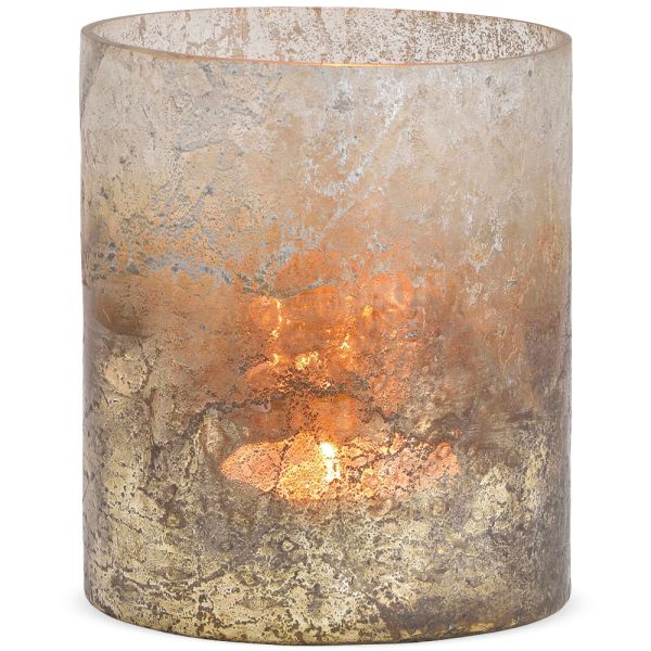 Windlicht / Teelichtglas dickes 12x14 cm 1 Stk Glas Ø grau Vintagelook Shabby kaufen