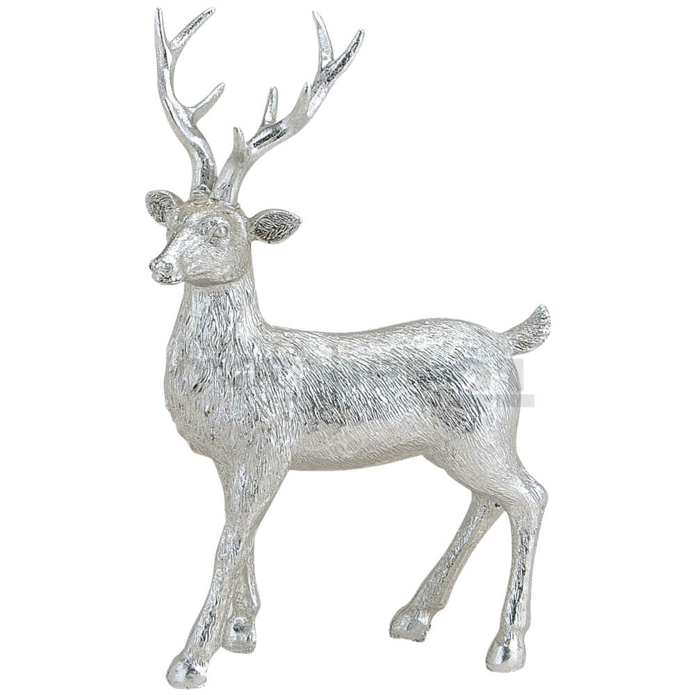 Dekofigur Stk kaufen Skulptur zum Hirsch Polyresin 14x21 Weihnachten Stellen cm 1 silber