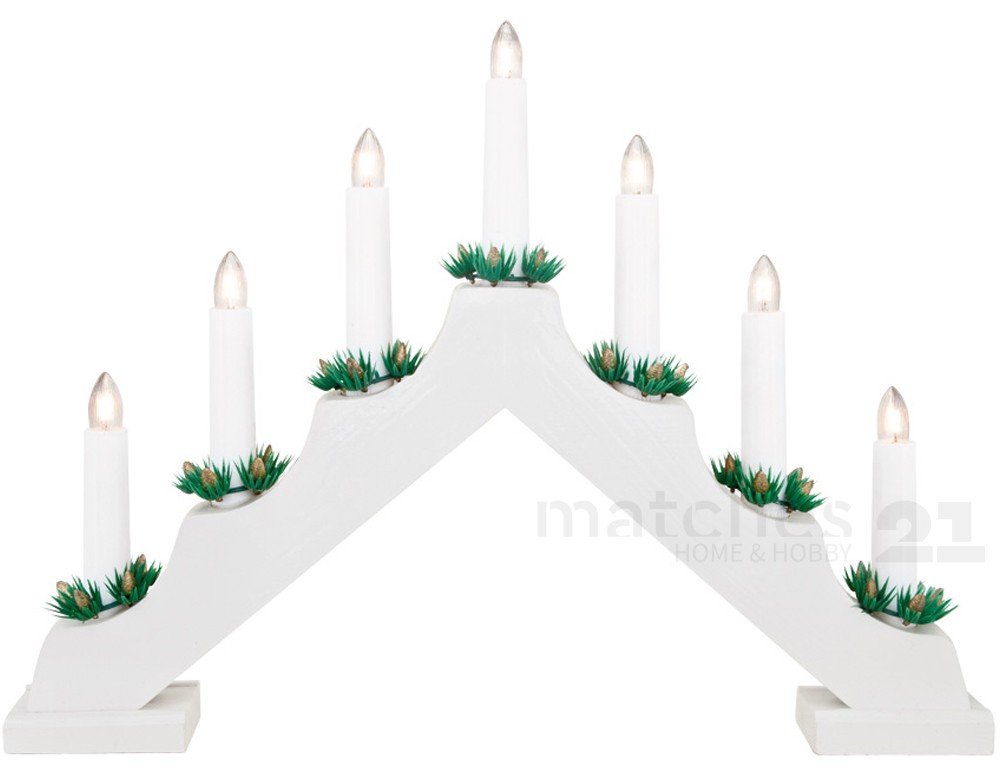 Lichterbogen Weihnachtsleuchter weiß 7-flammig aus 42x30 Holz kaufen cm