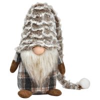 Weihnachtswichtel Figur Weihnachtsmann grau Deko 55 cm