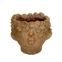 Blumentopf Kopf & Gesicht braun gold - 17,5 x 25,5 cm Zement
