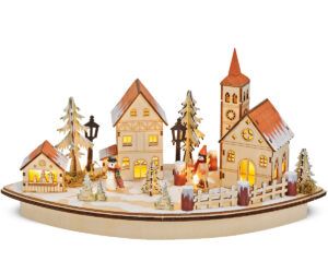 matches21 - Webshop 3D Winterszene Holzdeko Dorf LED Beleuchtung Weihnachtsdeko Batterie 36x20 cm 114771 1 10