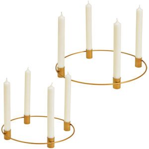 matches21 - Webshop Adventskraenze 4 Stabkerzen Weihnachtskraenze Adventsdeko gold Metall in 2 Groessen 125897 1 10