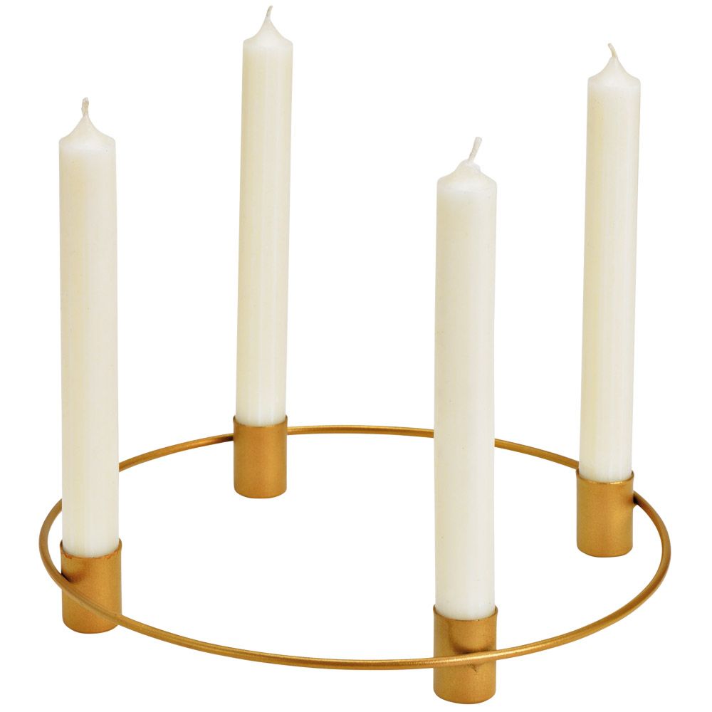 matches21 - Webshop Adventskraenze 4 Stabkerzen Weihnachtskraenze Adventsdeko gold Metall in 2 Groessen 125897 2 1 9