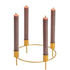 matches21 - Webshop Adventskraenze fuer 4 Stabkerzen Kranzstecker Advent gold Metall in 2 Groessen 125898 1 1 11