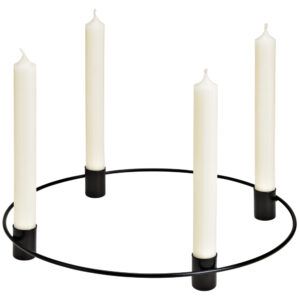 matches21 - Webshop Adventskraenze fuer 4 Stabkerzen Weihnachtskraenze Kerzen schwarz Metall 2 Groessen 125901 4 1 12