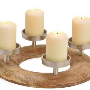 matches21 - Webshop Adventskranz Gesteck Kerzenhalter Holz Metall silber Weihnachten Advent 30 cm 119573 1 4