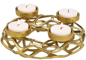 matches21 - Webshop Adventskranz Metall Gerippe und 4 Kerzenhalter Tischdeko gold Alu 1 Stk 25x11 cm 122551 1 11