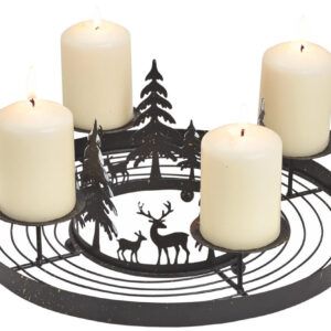 matches21 - Webshop Adventskranz Metall schwarz zum Schmuecken mit Wald und Rentieren und 4 Kerzenhalter 116771 1 2