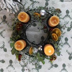 matches21 - Webshop Adventskranz Metall schwarz zum Schmuecken mit Wald und Rentieren und 4 Kerzenhalter 116771 1 1 4