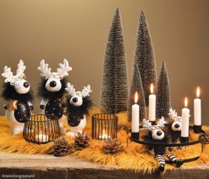 matches21 - Webshop Adventskranz mit Kerzenhalter fuer Stabkerzen Ringe Metall schwarz 1 Stk 25x8 cm 122517 1 1 4