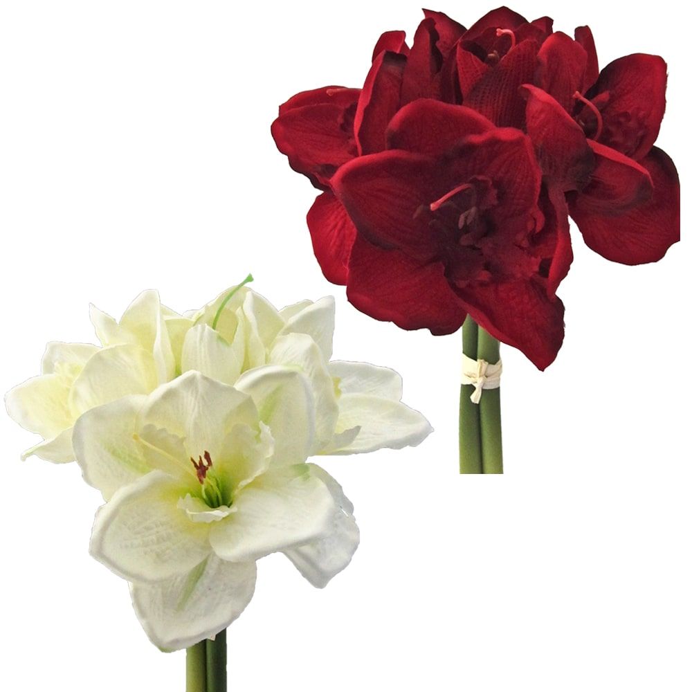 matches21 - Webshop Amaryllis Kunstblumen 3 Stiele a 5 Blueten 12 cm Kunstpflanzen 1 Bund 2 Farben 121887 1 7